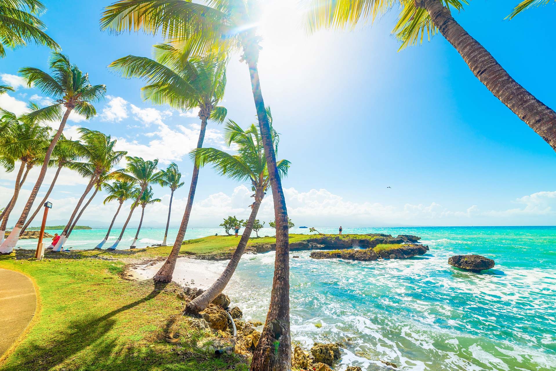 Beautiful Bas du Fort seafront in Guadeloupe, French west indies. Lesser Antilles, Caribbean sea