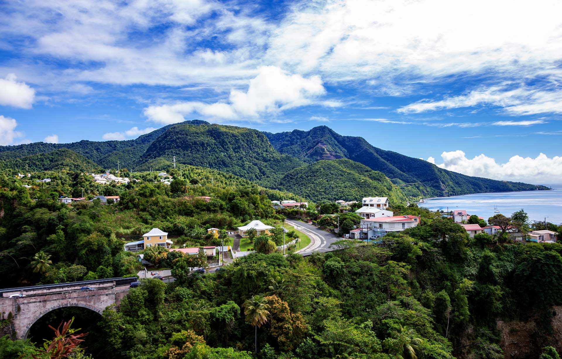 View over the south coast, Basse-Terre, Guadeloupe, Lesser Antilles, Caribbean.