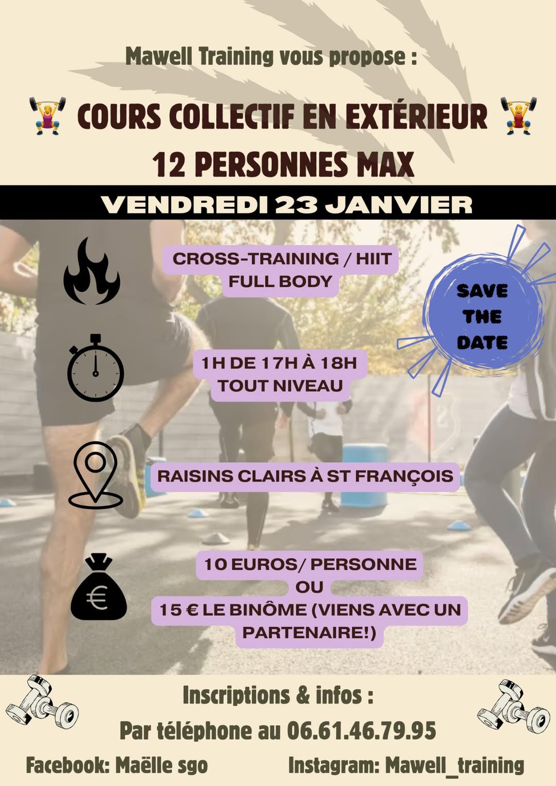 Cours collectif de sport en extérieur