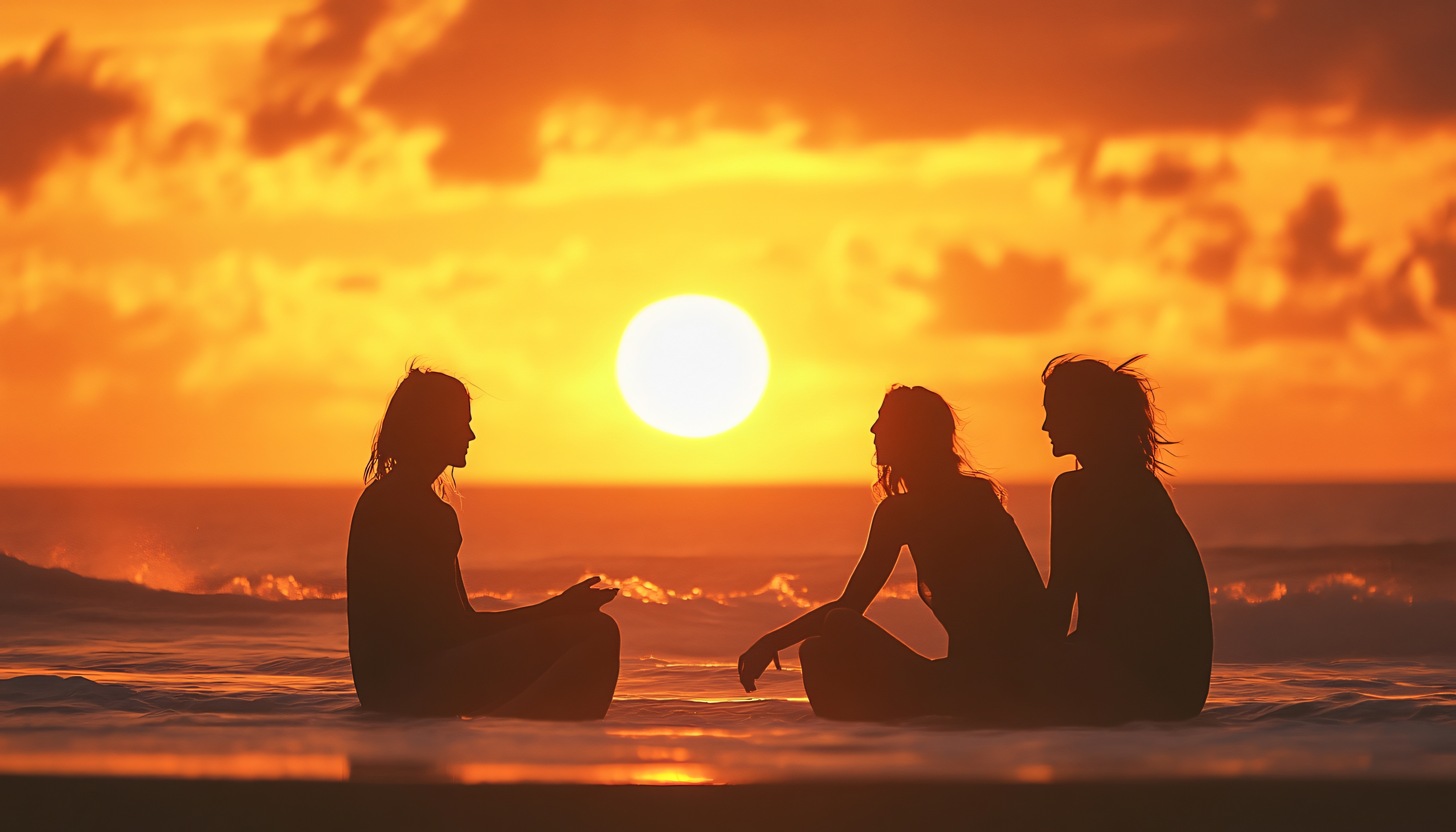 Personnes admirant un coucher de soleil sur une plage tropicale en Guadeloupe